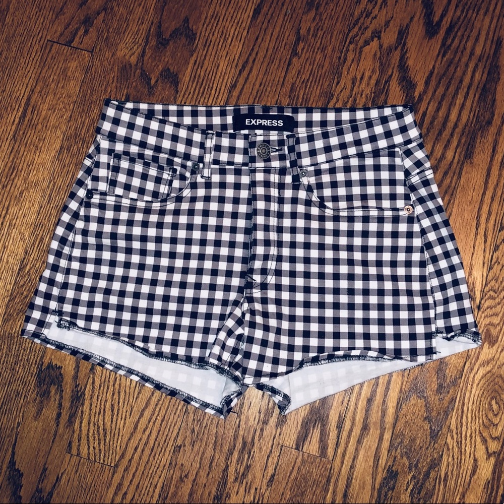 Express Black and White 1950’s Gingham Shorts.